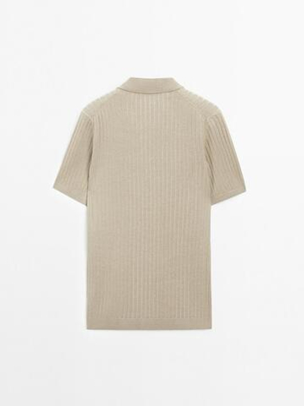 Massimo Dutti Трикотажная футболка с воротником поло, бежевый