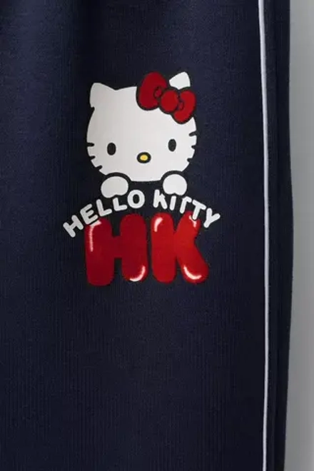 ZARA БРЮКИ-ДЖОГГЕРЫ WIDE LEG HELLO KITTY © SANRIO, МОРСКОЙ СИНИЙ