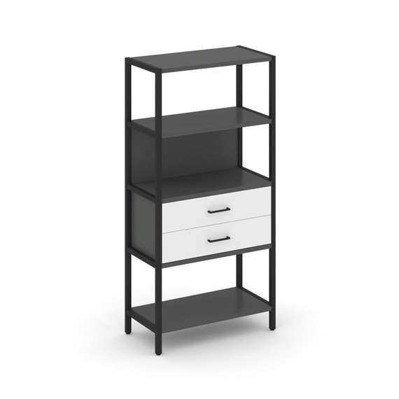 Shelf System Односекционный стеллаж четырехярусный с ящиками SN.STM-412 Антрацит/Белый/Металл Черный