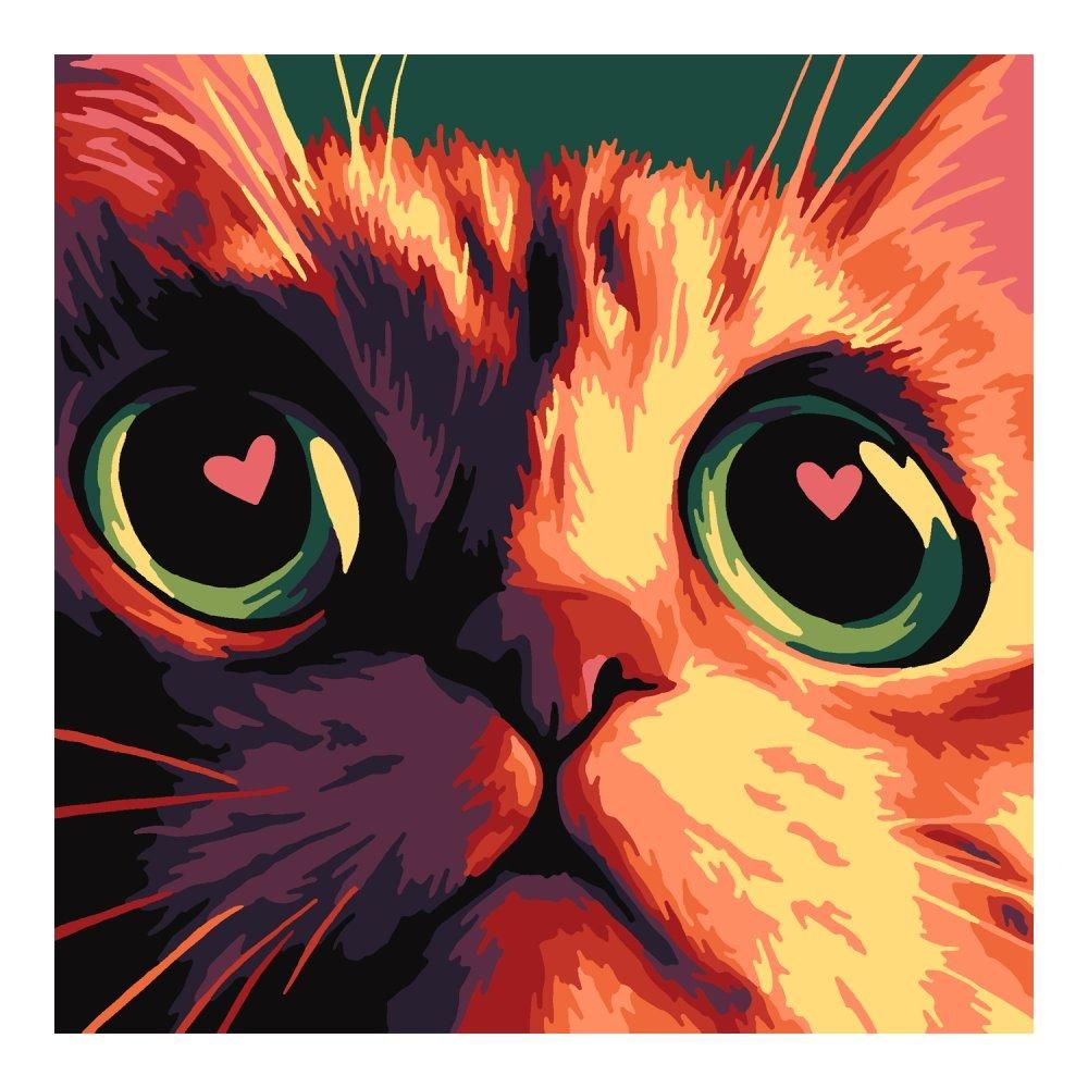 Картина по номерам на картоне для малышей 20*20см. "Кото-любовь" (Lori)