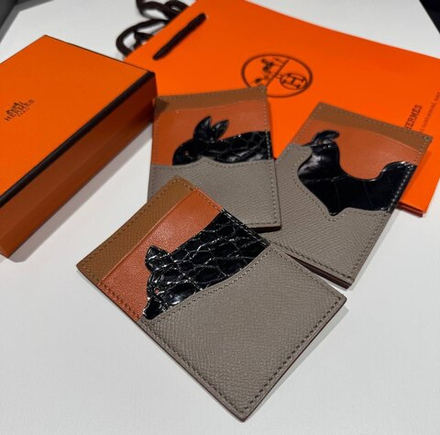 Картхолдер Hermes вставка из кожи крокодила