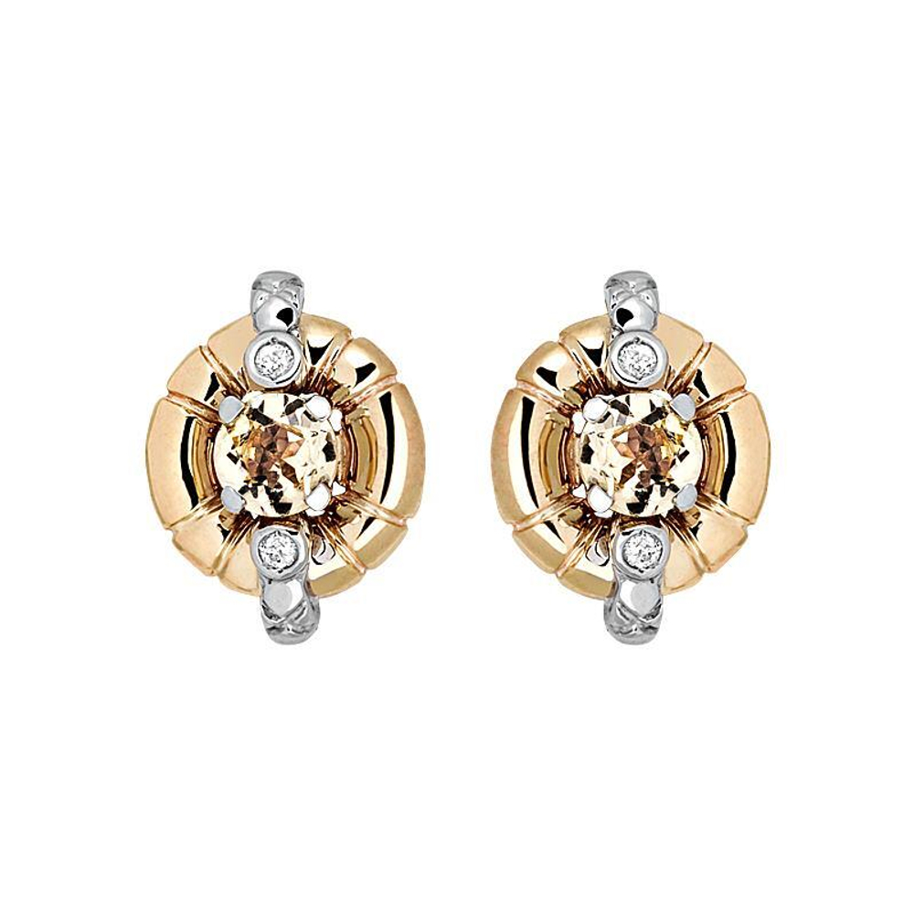 Серьги с бриллиантом  из комбинированного золота JA-S-69682Ж-2