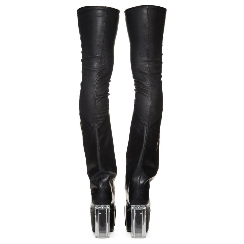 RICK OWENS Flared Platform Leather Boots