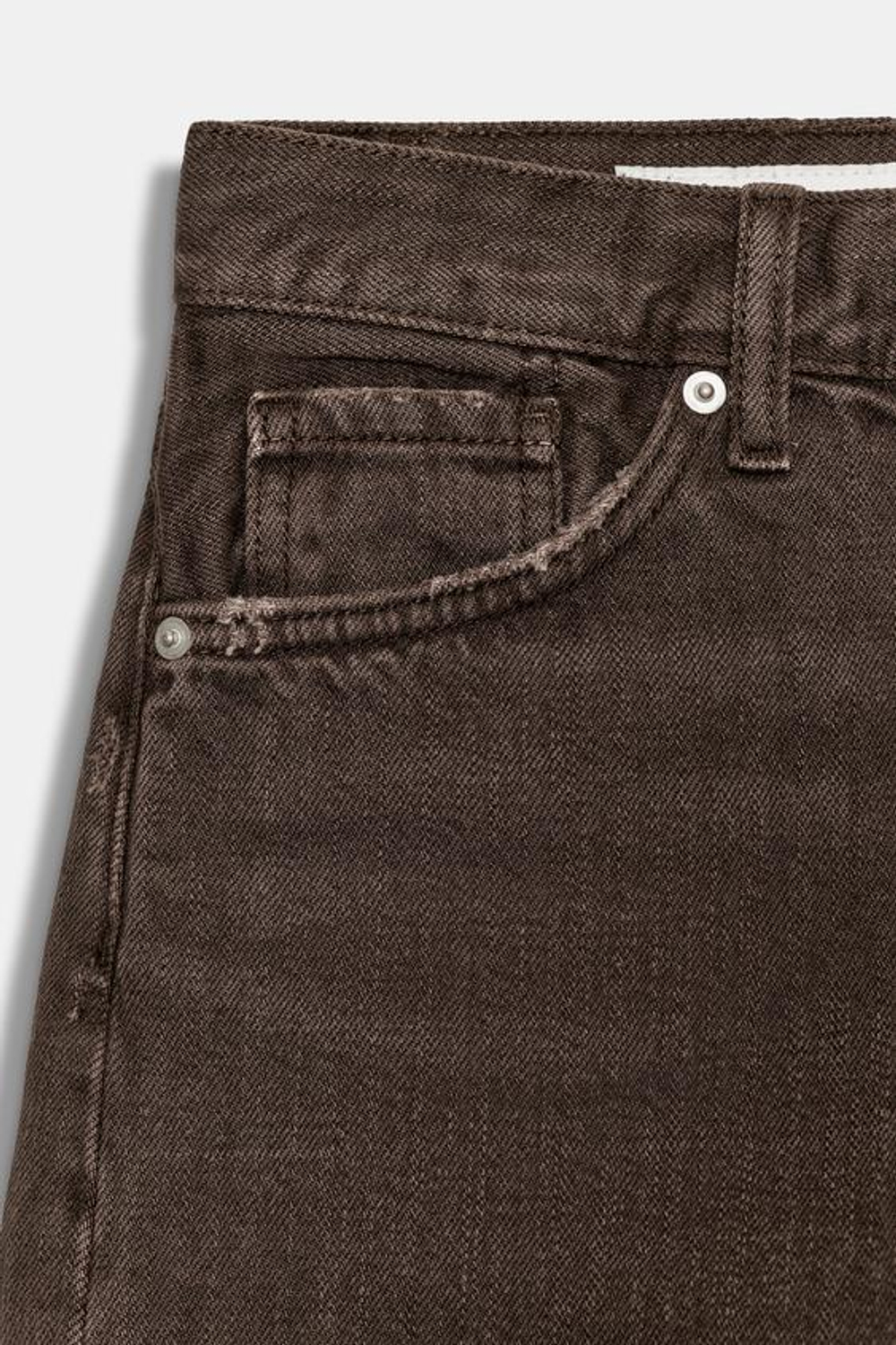 ZARA ЦВЕТНЫЕ ДЖИНСОВЫЕ ШОРТЫ TRF СО СРЕДНЕЙ ПОСАДКОЙ, КОРИЧНЕВЫЙ