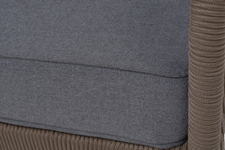 "Канны" диван 3-местный плетеный из роупа, каркас алюминий темно-серый (RAL7024) шагрень, роуп темно-серый круглый, ткань темно-серая 019