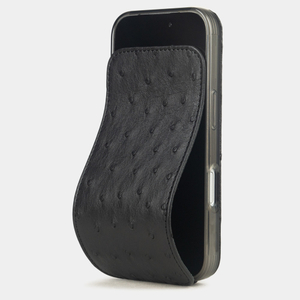Кожаный чехол для iPhone 17 Pro Max, страус черного цвета