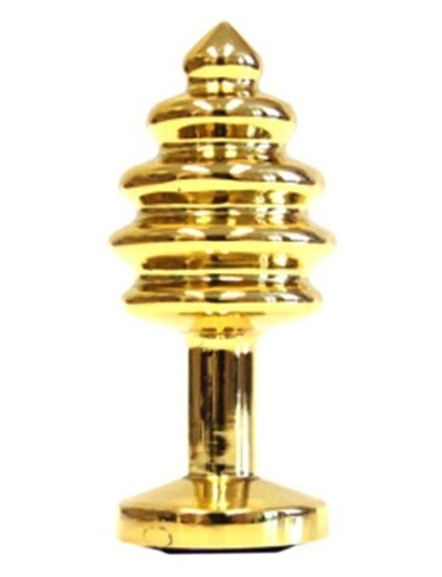 Маленькая рельефная металлическая пробка с красно-алым кристаллом (Цвет: золотой с красно-алым)