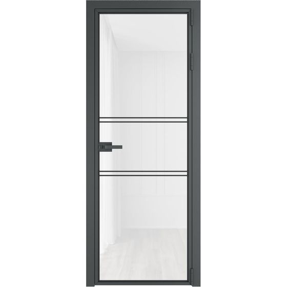 Алюминиевая дверь 2AХ серая ночь стекло белый триплекс