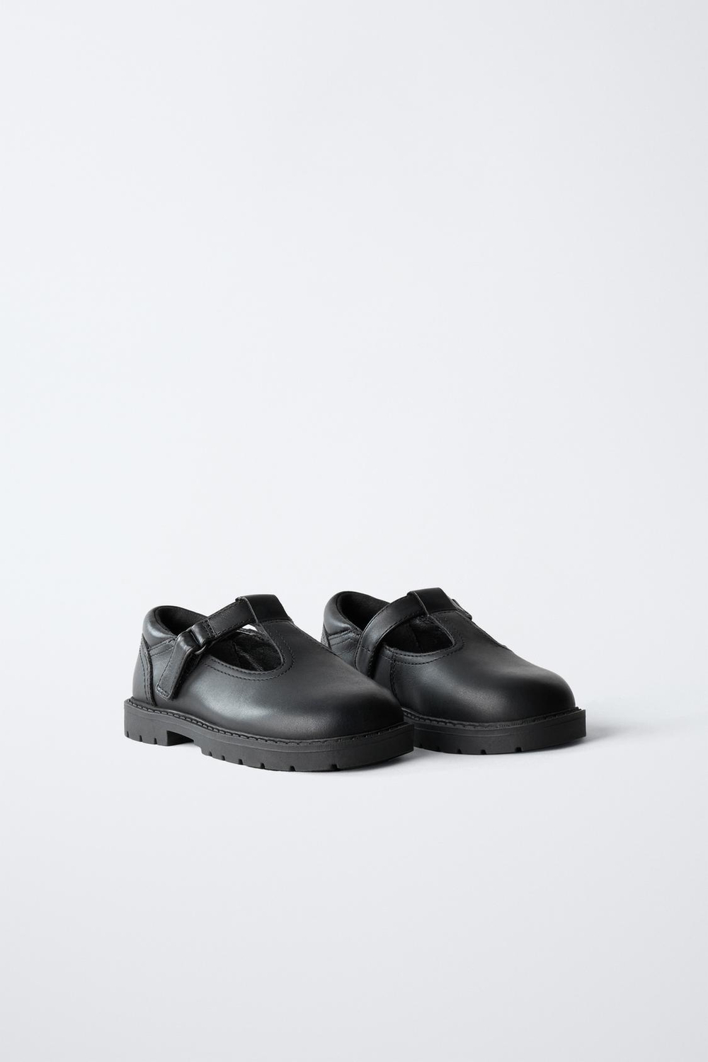 ZARA КОЖАНЫЕ ТУФЛИ, ЧЕРНЫЙ