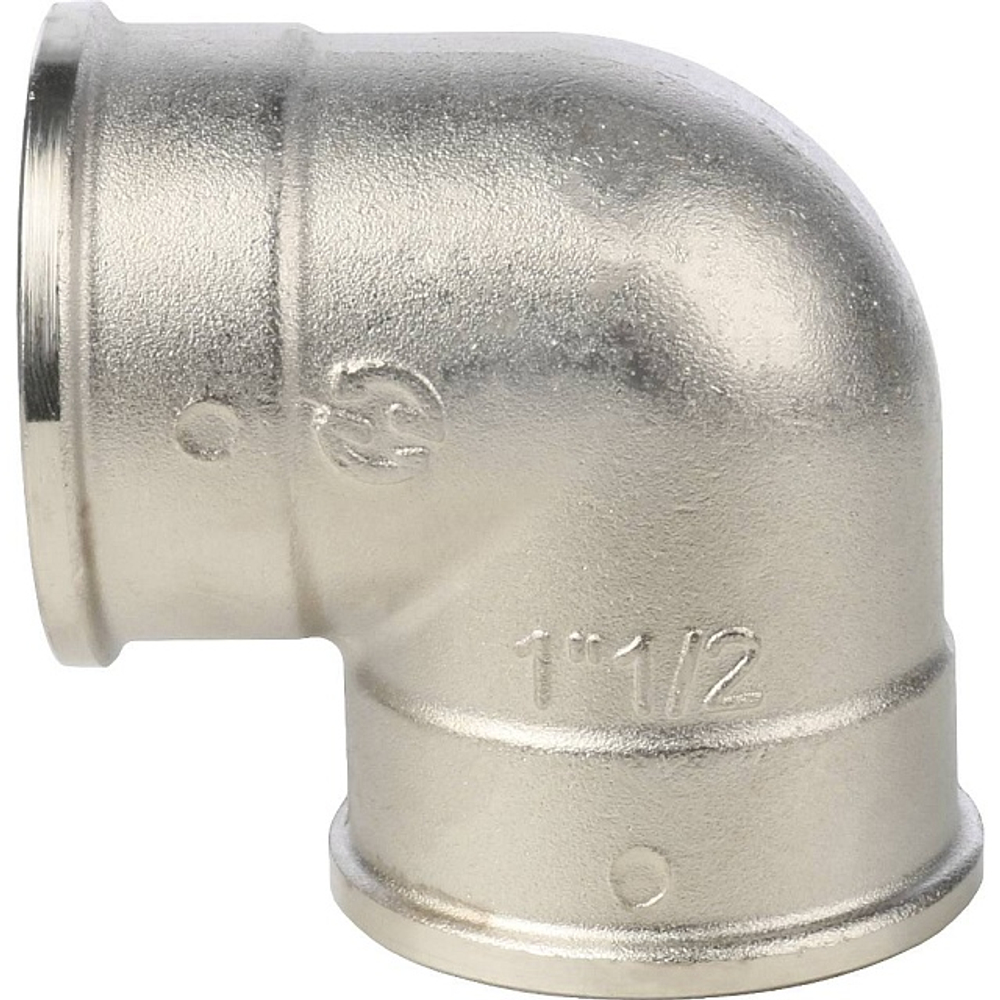 Отвод 90° с внутренней резьбой STOUT SFT 0014 - 1"1/2 (для стальных труб, латунь никелированная)