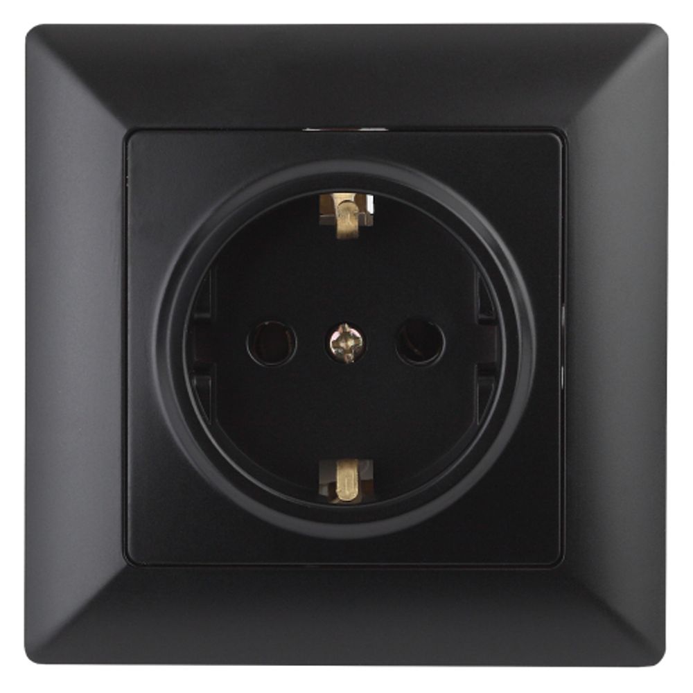 Розетка Intro Solo 4-202-05 с заземлением 2P+E Schuko, 16А-250В, IP20, СУ, антрацит | Intro Solo