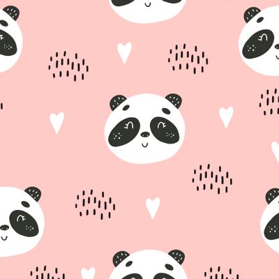 Милая панда на розовом фоне