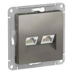 ATLASDESIGN РОЗЕТКА двойная компьютерная RJ45+RJ45 кат. 5e, механизм, СТАЛЬ