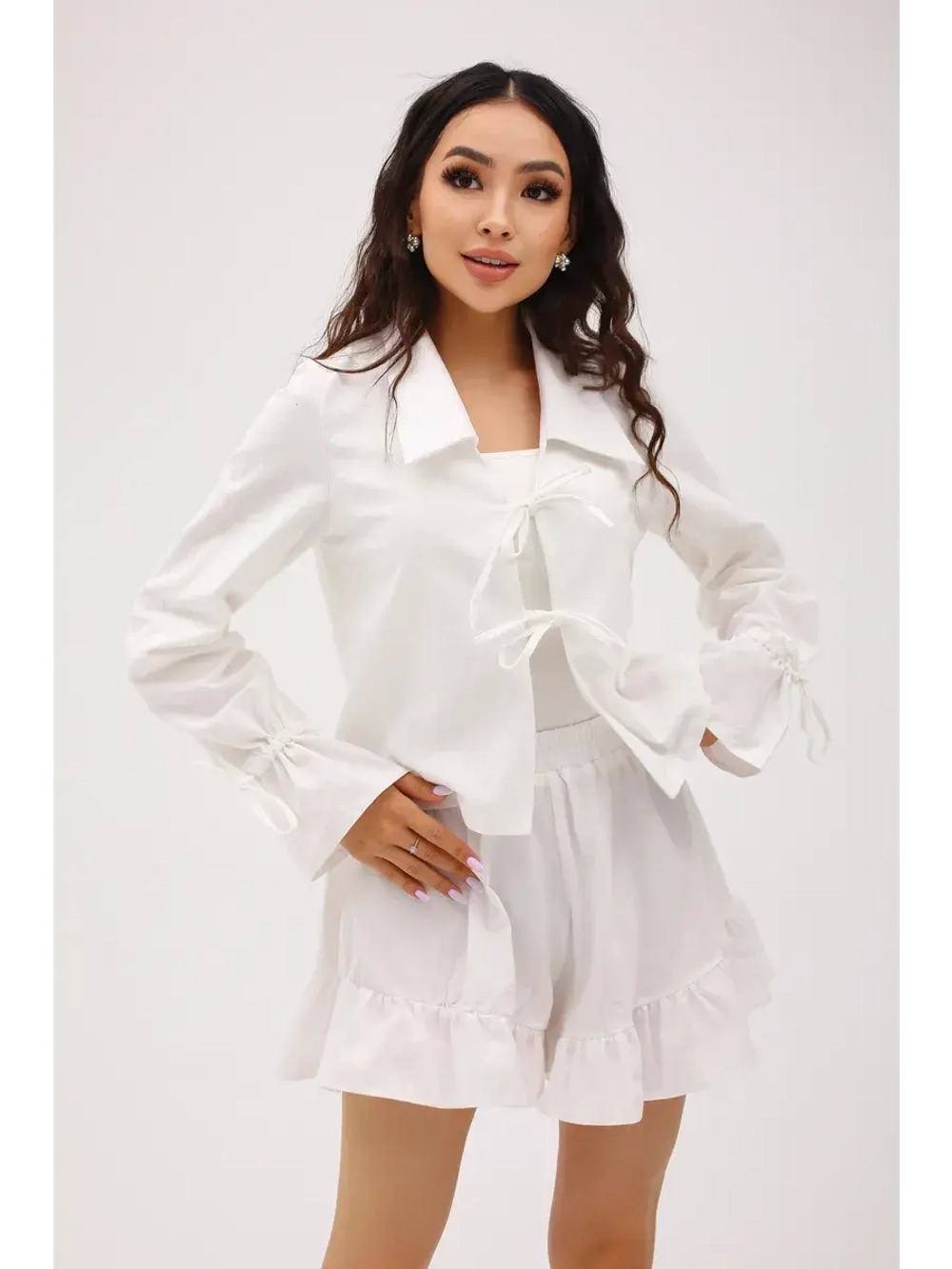 Костюм летний двойка с шортами и рубашкой