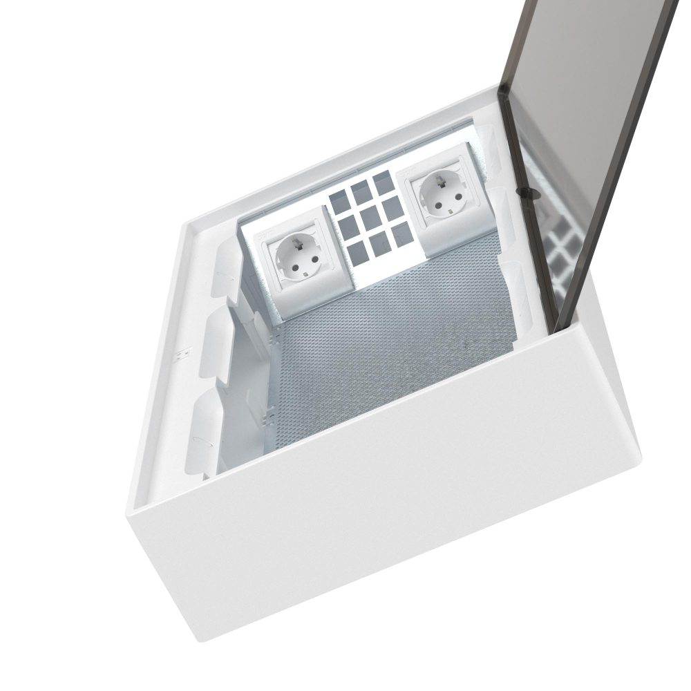 Щиток 36 мод настенный слаботочный FRAME, белый, с тонированной дверцей,с монтажной платой, в комплекте с 2 розетками Viva (арт. 45005) и 2коробками PDD (арт. 10033)