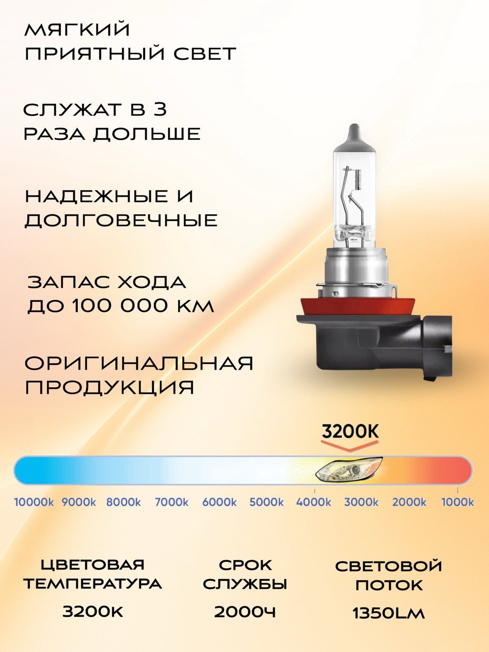 Лампа галогеновая H7 OSRAM LONG LIFE, 2 шт.