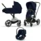 Детская коляска Cybex Priam IV 3 в 1 Rebellious Luxury Denim Blue шасси Chrome Brown