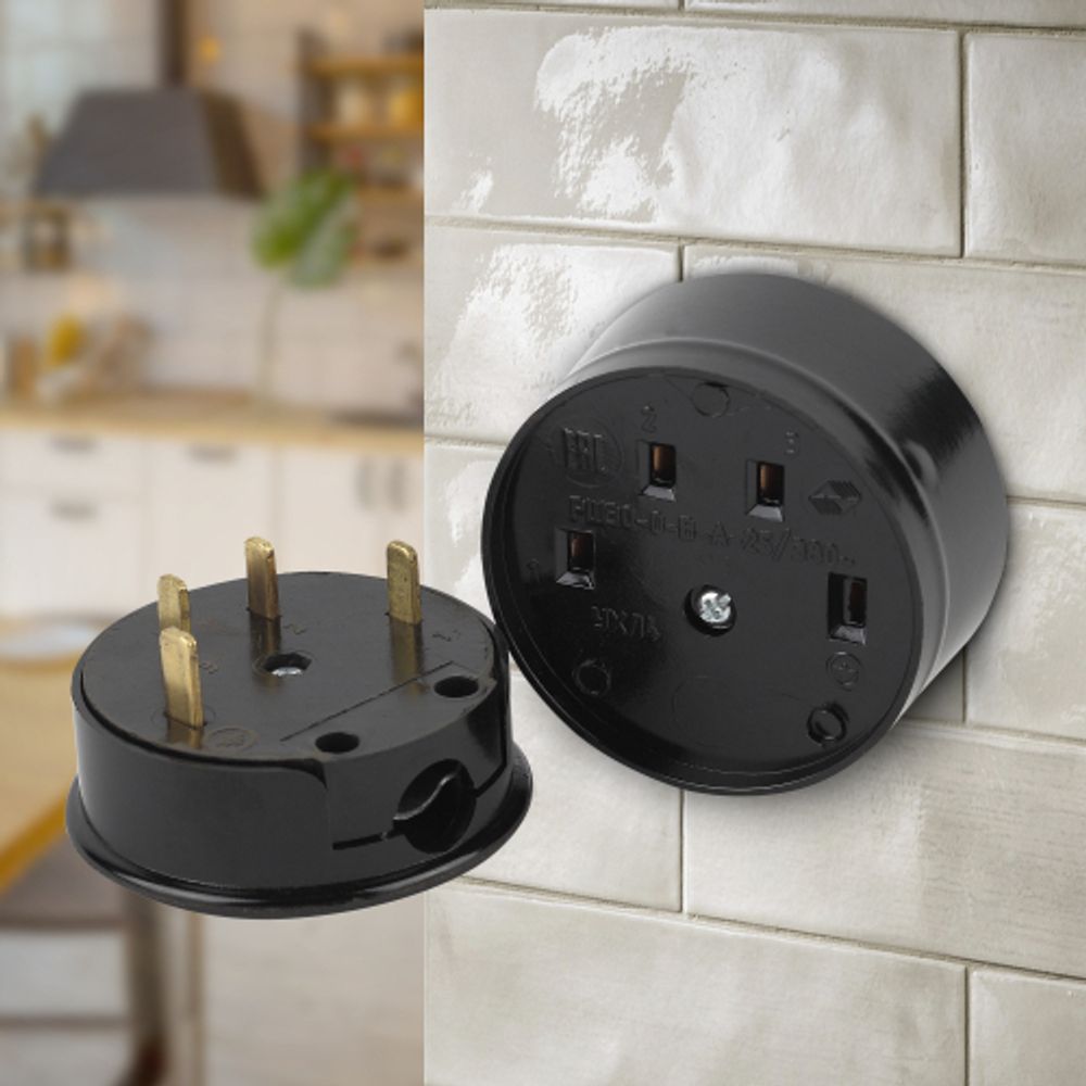 Соединитель Intro 9-803-06 электрический 3P+N СЭ 30-В-А-25/380 25А-380В ОУ карболит | Intro