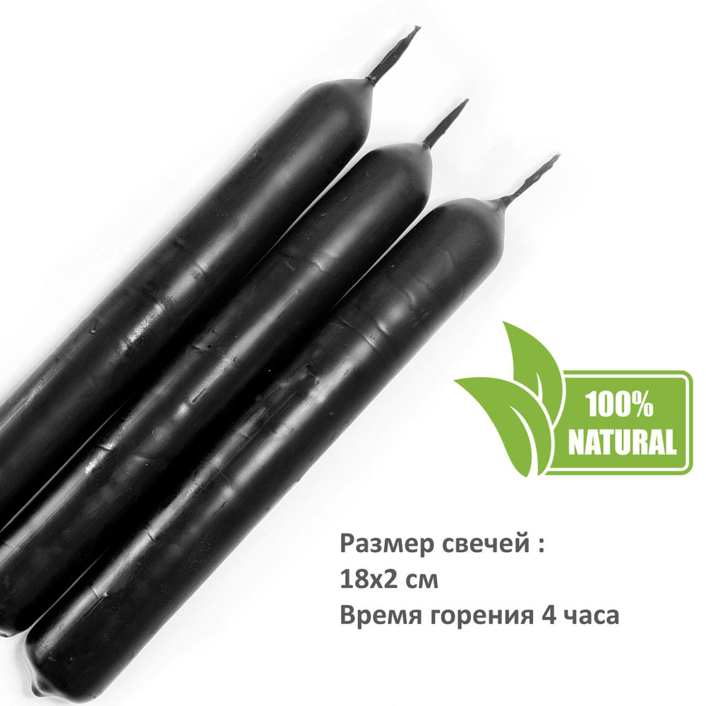 Свечи для чистки от негатива, сглаза / восковые, черные18х2 см