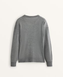 Oysho Вязаный джемпер с круглым вырезом с кашемиром, серый меланж