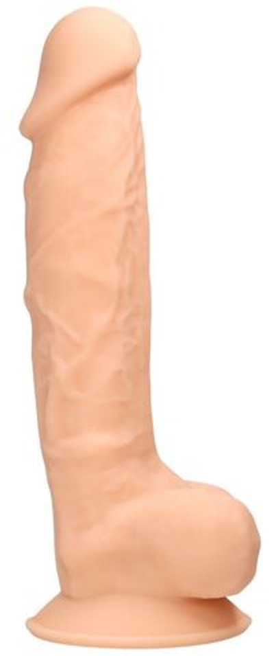 Телесный фаллоимитатор Silicone Dildo With Balls - 22,8 см. (Цвет: телесный)