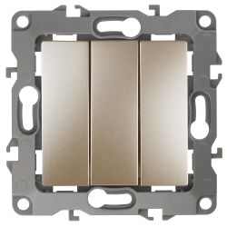 12-1107-04 ЭРА Выключатель тройной, 10АХ-250В, IP20, Эра12, шампань | Эра 12 Шампань