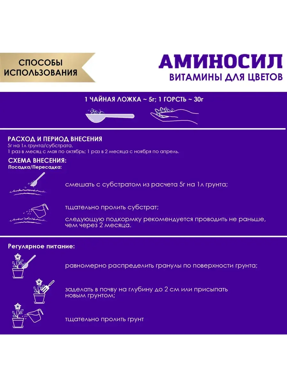 Аминосил для комнатных цветов удобрение 50гр гранулы