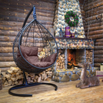 Подвесное кресло-кокон SEVILLA COMFORT черное, коричневая подушка (Laura Outdoor)