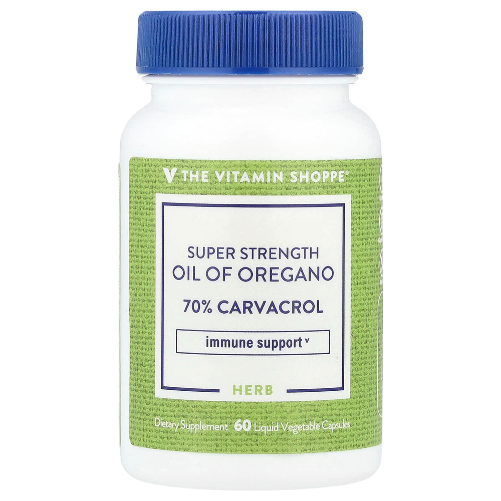 The Vitamin Shoppe, Масло орегано Super Stength, 60 жидких растительных капсул (45 мг на капсулу)