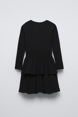 ZARA ПЛАТЬЕ ОБЪЕМНОГО КРОЯ В РУБЧИК, ЧЕРНЫЙ