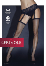 Черные колготки с имитацией чулок в сеточку и кружевным поясом SM (Цвет: черный)