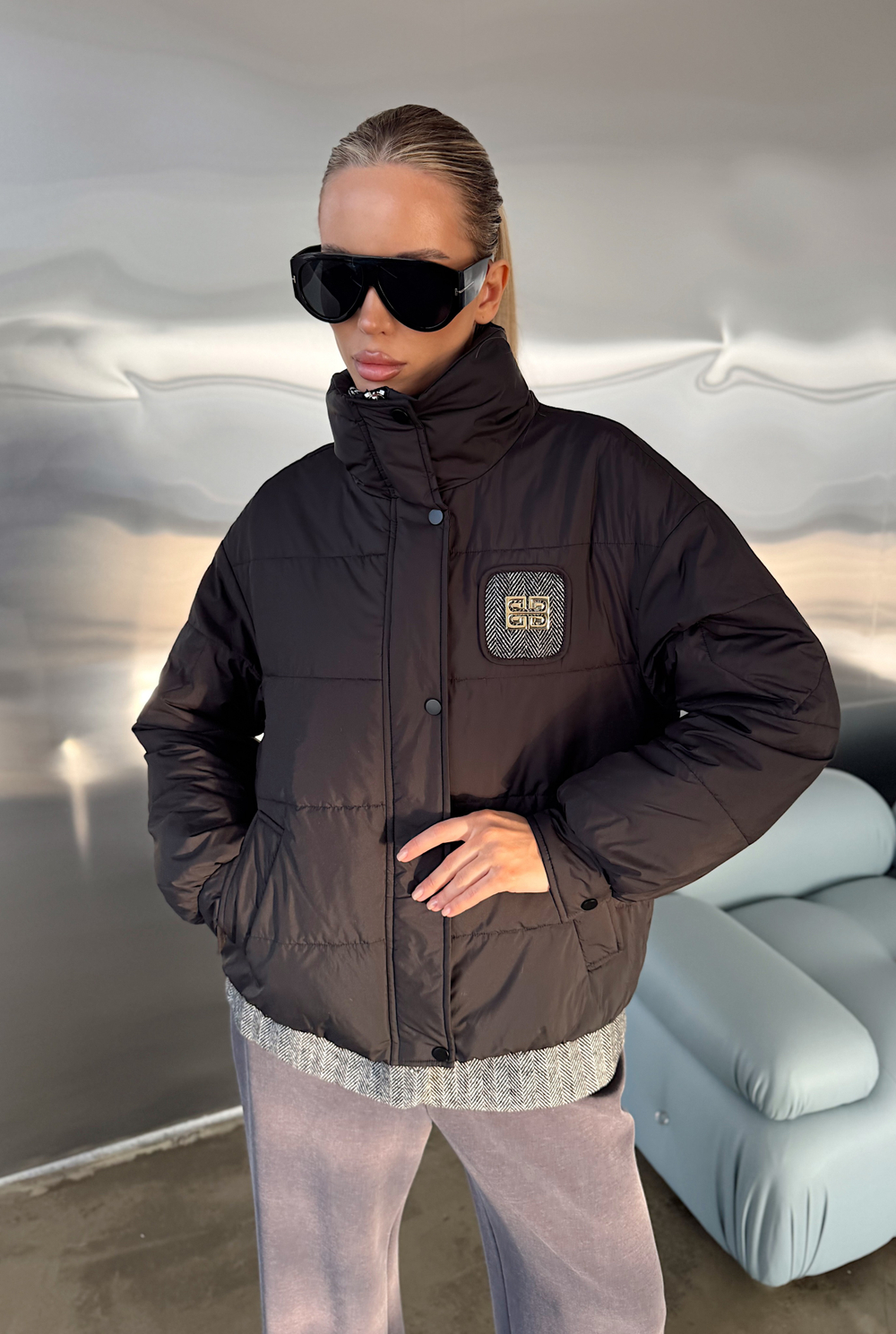 Куртка демисезонная с манишкой из шерсти