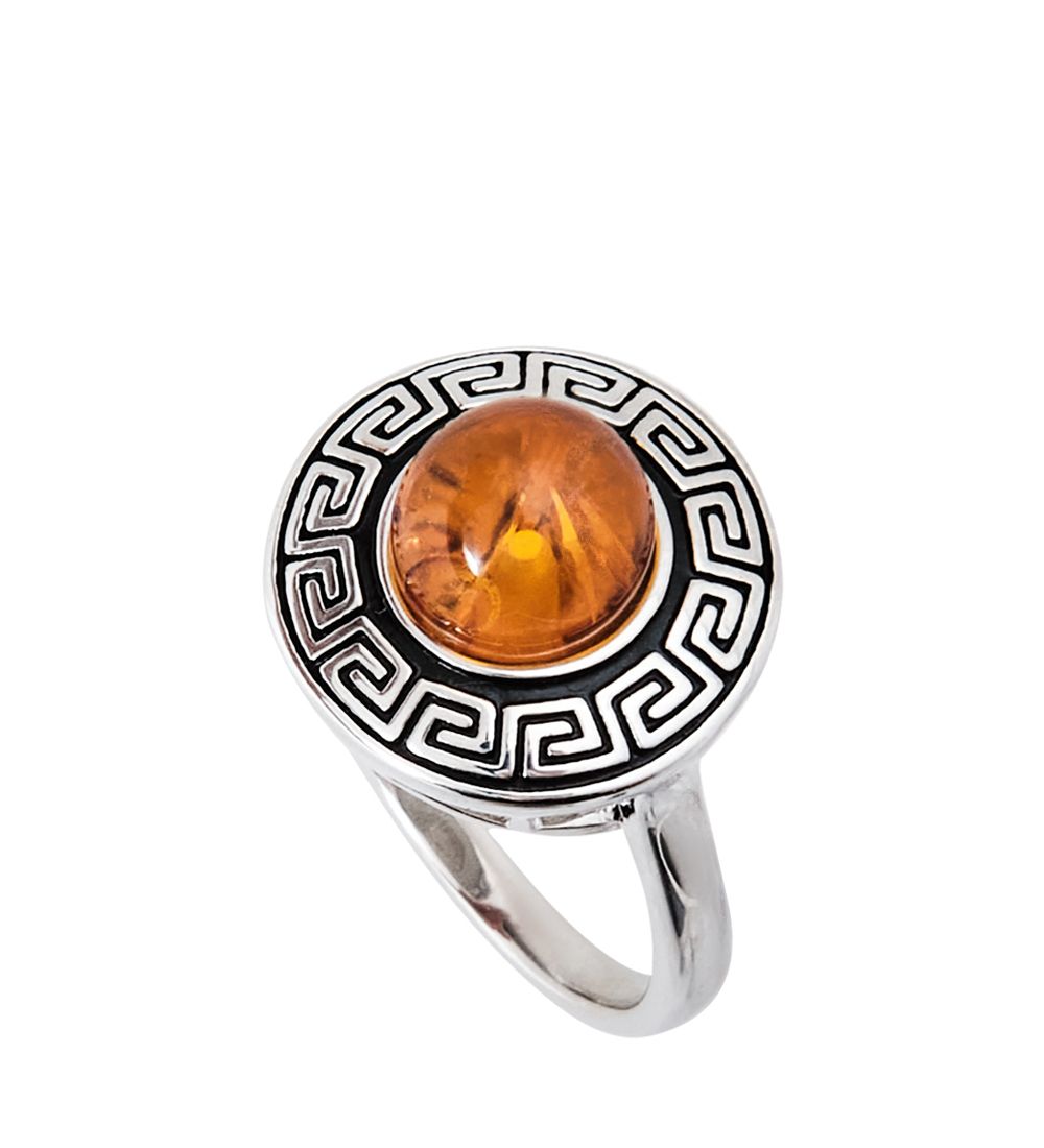 AM-3940/2 Комплект серьги с кольцом (латунь, янтарь)