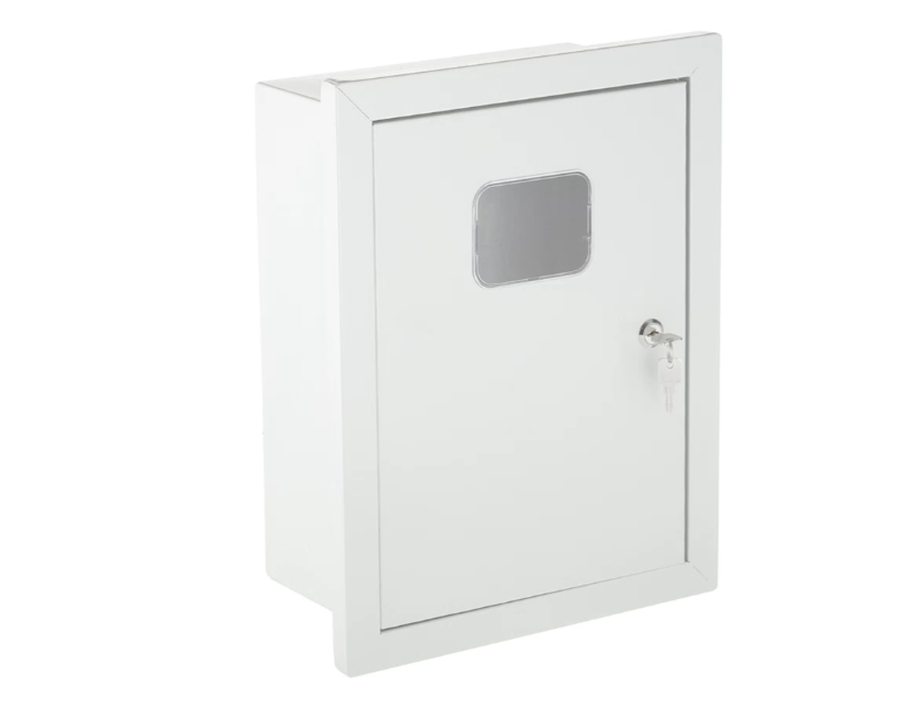 Щит учетно-распределительный встраиваемый Dekraft ЩРУВ-1/12 металлический IP31 430х330х160 мм 12 модулей с окном для снятия показаний счетчика