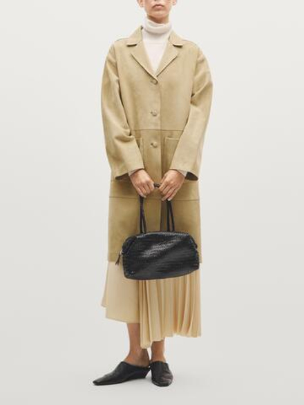 Massimo Dutti Плетеная сумка-сэтчел из кожи наппа, черный