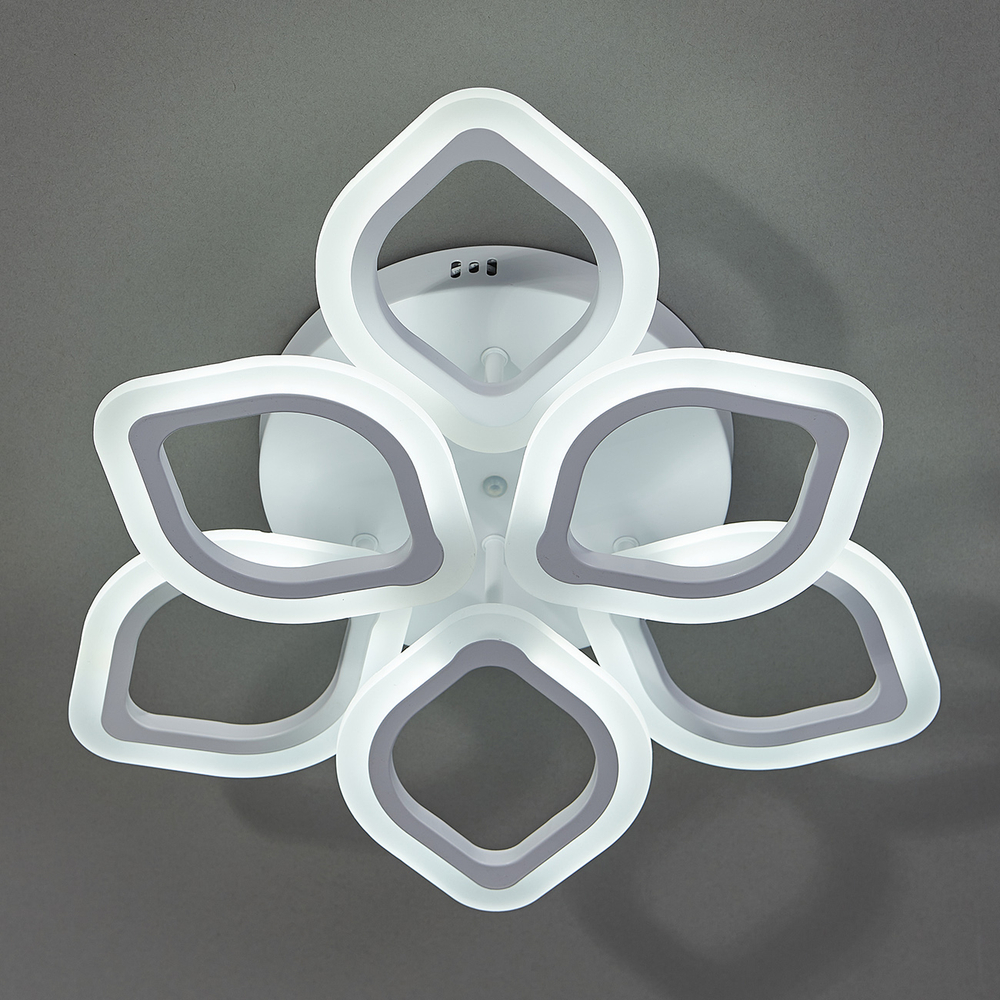 Светодиодный светильник 56Вт, 5220Лм, 3000К-6000К,Ra>80, ИК-пульт, плавная регулировка мощности, изменение цветовой температуры, ночник, металл/акрил, белый матовый