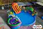 Надувной аквапарк с бассейном и горками «Страна Монстриков», 21×20×6,5 м