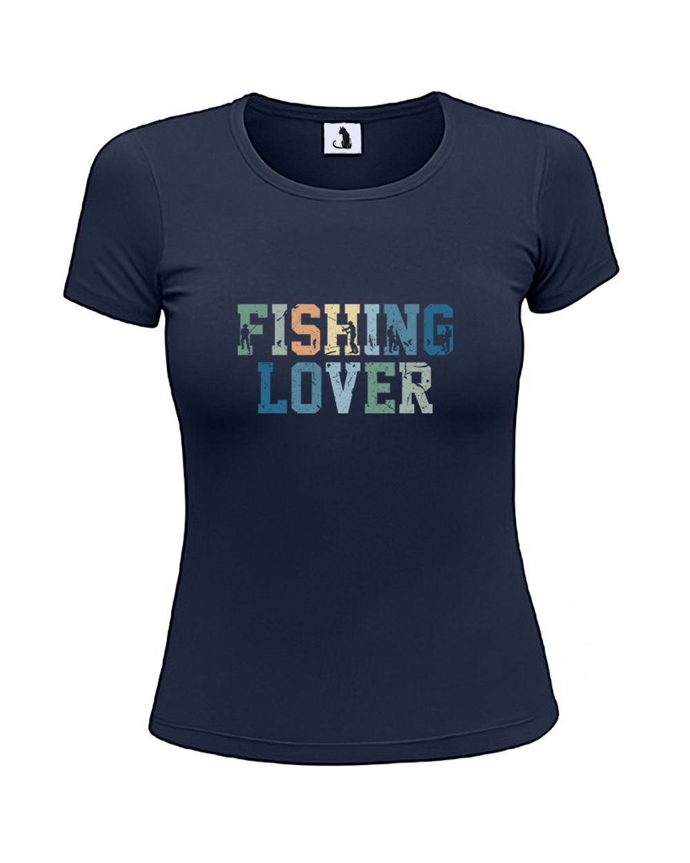 Футболка Fishing Lover женская приталенная темно-синяя