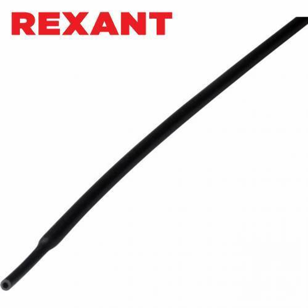 1,0/0,5 мм 1м термоусаживаемая трубка черная Rexant/20-1006