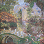 Декоративный гобеленовый чехол Таинственный пруд 47х47