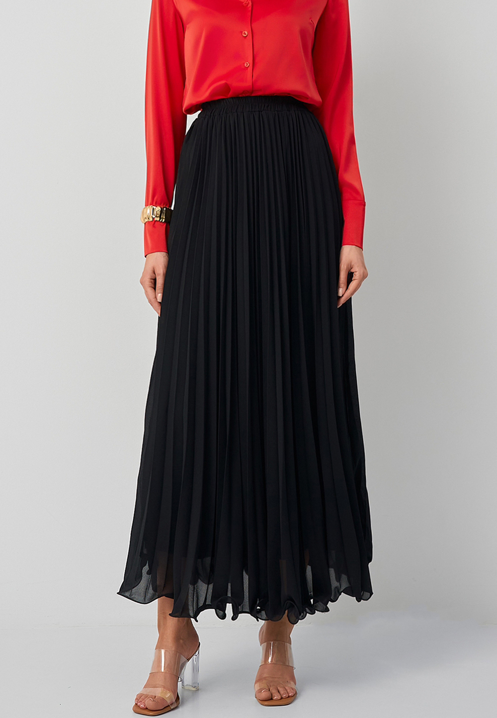 Юбка плиссе макси 100 черная