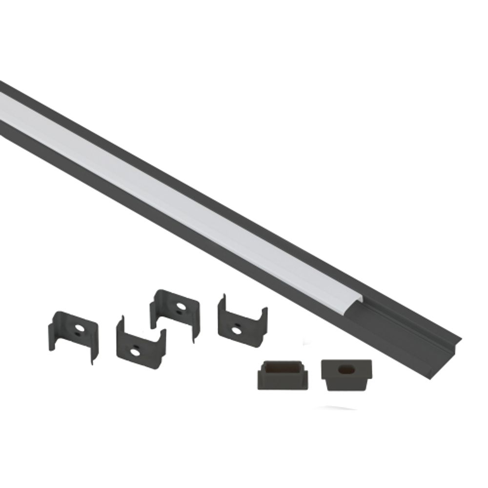 Комплект с врезным анодированным профилем ЭРА 2206B 22х6мм, 2м, черный САВ251