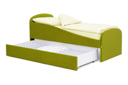 Детская мягкая кровать с ящиком Бельмарко Letmo оливковый велюр