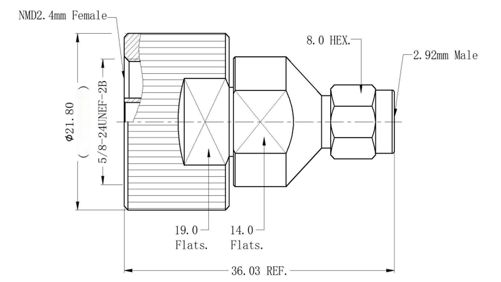 LT-NMD2.4F-2.92M, Коаксиальный переходник NMD 2.4мм (розетка) / 2.92 мм (вилка)