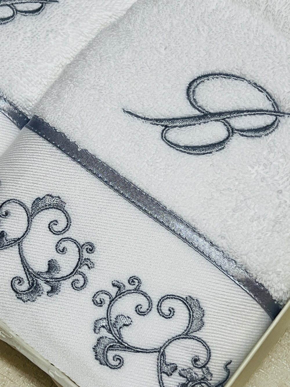 Набор полотенец 2шт Blumarine Emmanuela Silver белый с серебристым