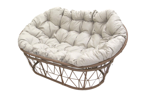 Диван Мамасан арт.CN4823-MT ротанг искусственный 1 уп (корзина бежевая+подушка бежевая+подставка беж) (М) "Garden story"