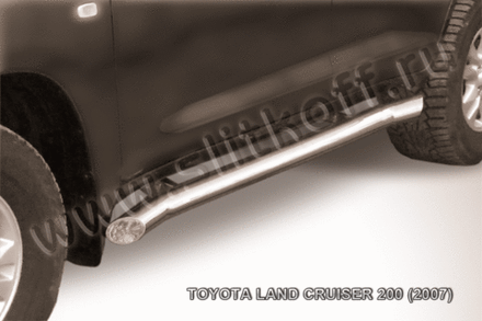 Пороги из нержавейки Toyota Land Cruiser 200 (2007-2012) d76 с гибами