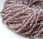 БП011ГС34 Хрустальные бусины "рондель", цвет: серовато-пурпурный AB прозрачный, 3х4 мм, 95-100 шт.