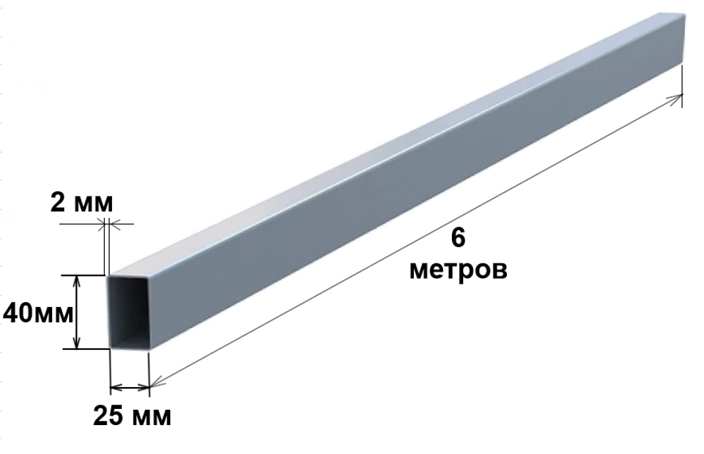 Труба профильная прямоугольная 40х25х2-6 метров