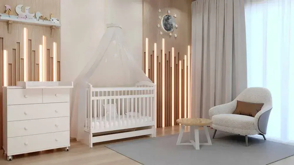 Кроватка для новорождённых Incanto PALI с мишкой, с универсальным маятником, без ящика, цвет белый